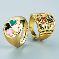 wholesale jewelry retro copper color zirconium geometric ring Nihaojewelry