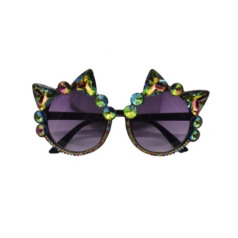 wholesale cat's ear shape color diamond big frame sunglasses's discount tags
