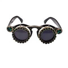 al por mayor gafas de sol de estilo punk con doble capa y marco redondo con incrustaciones de diamantes nihaojewelry