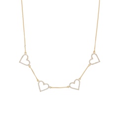 wholesale jewelry hollow heart-shaped inlaid zircon pendant necklace nihaojewelry