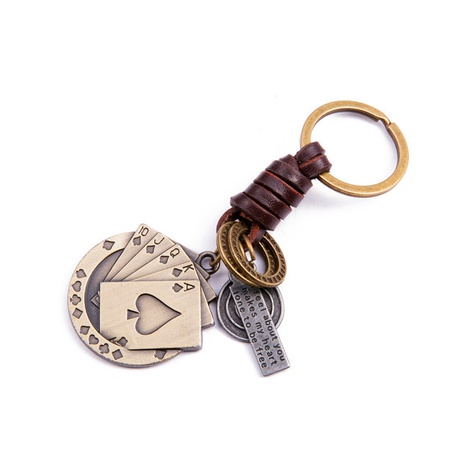 wholesale retro poker leather keychain Nihaojewelry's discount tags