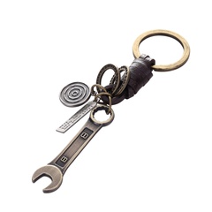 wholesale vintage wrench cowhide keychain Nihaojewelry