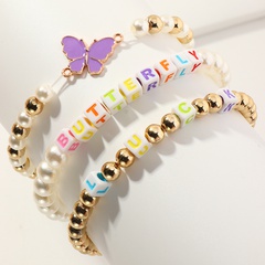 Nihaojewelry Großhandel Schmuck einfache Acryl Buchstaben Farbe Perlen Schmetterling Armband