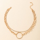 Nihaojewelry wholesale jewelry punk hollow big circle pendant rhinestone double layer necklacepicture6