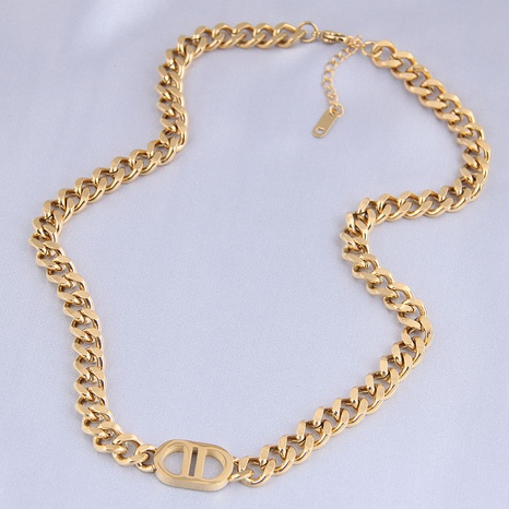 Nihaojewelry venta al por mayor joyería moda metal D palabra titanio acero collar grueso's discount tags