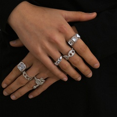 Nihaojewelry wholesale jewelry geometric full diamond serpentine ring set