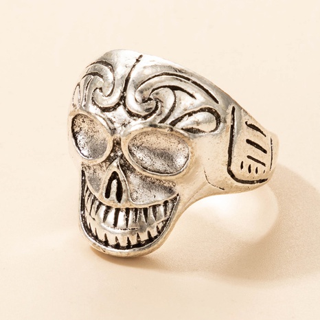 Nihaojewelry wholesale jewelry punk silver skull toothy smile ring  NHGY386935's discount tags