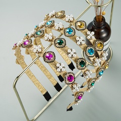 Nihaojewelry wholesale jewelry Baroque style thin side inlaid pearl rhinestone headband
