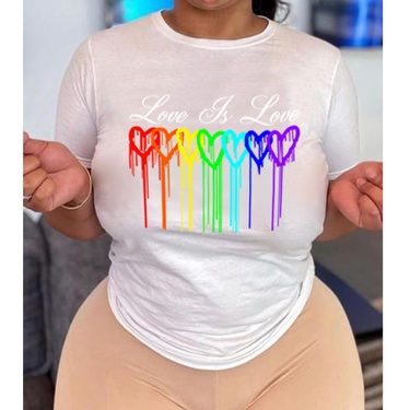 color melting heart printing short-sleeved T-shirt—2