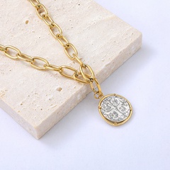 wholesale jewelry simple geometric pendant thick chain stainless steel necklace Nihaojewelry