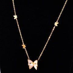 wholesale jewelry titanium steel gold-plated butterfly korean style necklace Nihaojewelry