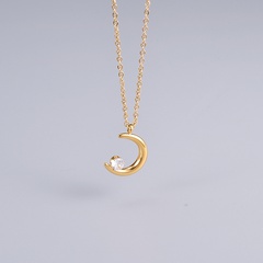 wholesale joyería luna con incrustaciones de circonio titanio acero collar de estilo coreano Nihaojewelry