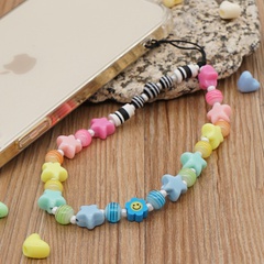 wholesale jewelry beaded color striped five-pointed star beads mobile phone chain
