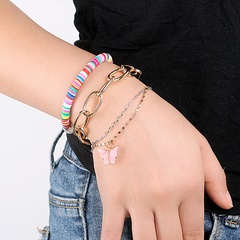 wholesale jewelry pearl beads butterfly pendant multi-layer bracelet set nihaojewelry