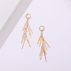 wholesale jewelry orange rice bead tassel earrings Nihaojewelry