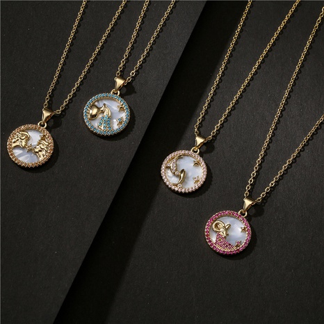 wholesale jewelry gold electroplated copper 12 constellation necklace Nihaojewelry's discount tags