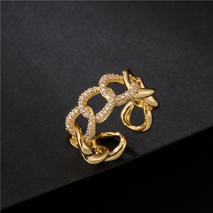 Nihaojewelry wholesale jewelry copper micro-inlaid zircon Cuban chain shape open ring