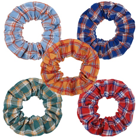Nihaojewelry wholesale jewelry retro contrast color plaid hair scrunchies's discount tags