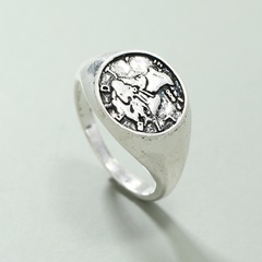 wholesale jewelry retro carved round seal ring nihaojewelry