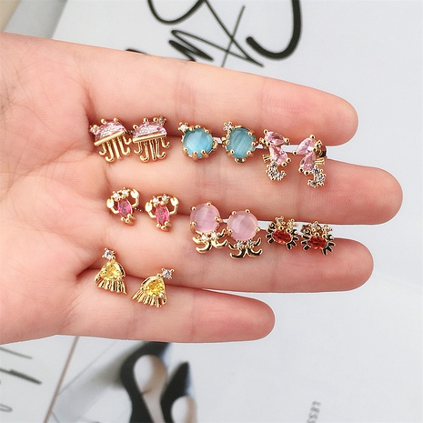 wholesale jewelry zircon jellyfish tropical fish crab copper earrings Nihaojewelry's discount tags