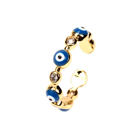 Nihaojewelry wholesale jewelry retro enamel eyeball copper inlaid zircon open ring's discount tags