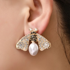Vente en gros bijoux boucles d'oreilles en perles cloutées de diamants Nihaojewelry