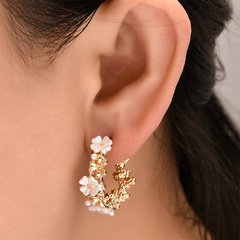 wholesale jewelry lily flower petal earrings C-shaped earrings Nihaojewelry