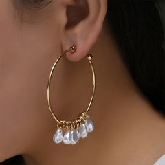 wholesale jewelry irregular geometric pearl ear hoop Nihaojewelry