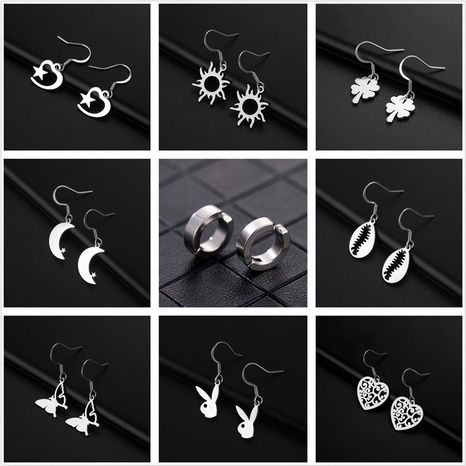 wholesale jewelry rabbit star moon pendant stainless steel earrings nihaojewelry's discount tags