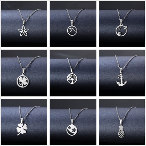 Vente en gros bijoux collier étiquette géométrique creuse en acier inoxydable Nihaojewelry's discount tags