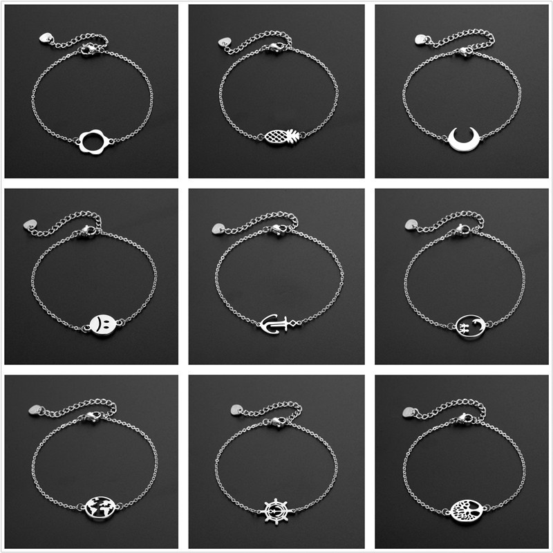 vente en gros bijoux fleur chien croix titane bracelets en acier nihaojewelry