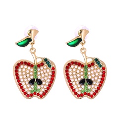 wholesale jewelry apple full of diamond pendant earrings nihaojewelry