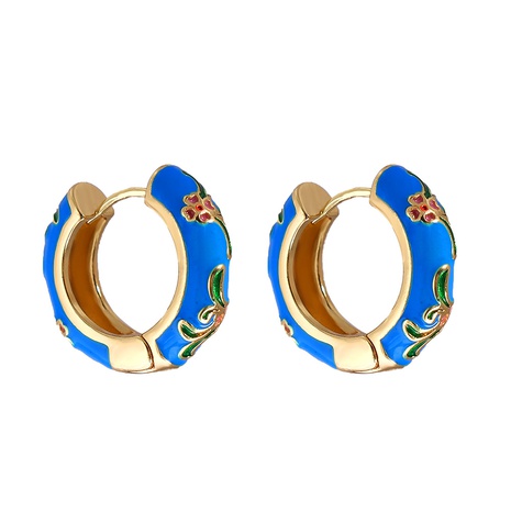 vente en gros bijoux motif de fleurs géométriques boucles d'oreilles en cuivre plaqué or multicolore nihaojewelry's discount tags