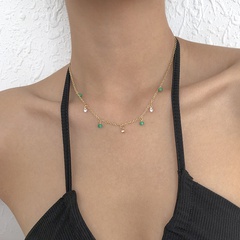wholesale jewelry thin chain emerald pendant necklace nihaojewelry