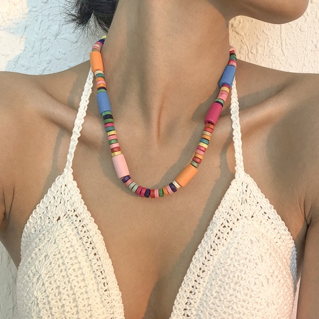 Großhandel Schmuck böhmischen Stil geometrische Farbe Holz Perlen Halskette nihaojewelry's discount tags