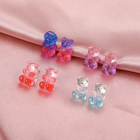 wholesale jewelry candy color transparent bear earrings nihaojewelry's discount tags