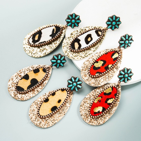 wholesale Boucles d'oreilles turquoise en cuir de style bohème Nihaojewelry's discount tags