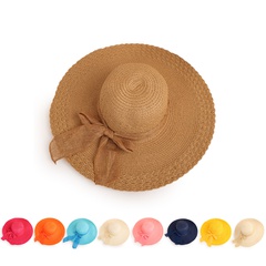 Nihaojewelry big eaves bowknot solid color straw hat Wholesale