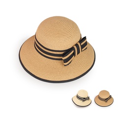 Nihaojewelry wide brim bowknot color matching sunshade straw hat Wholesale