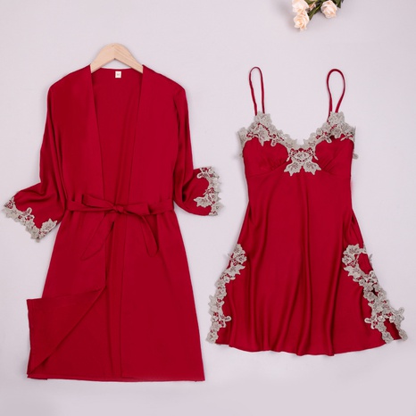 Nihaojewelry lace edge suspender dress outer robe pajamas two-piece set wholesale's discount tags