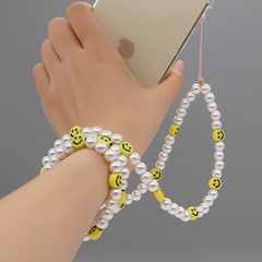 wholesale jewelry pearl acrylic smiley bead long mobile phone lanyard Nihaojewelry