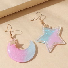 Nihaojewelry jewelry wholesale creative star moon colorful resin earrings