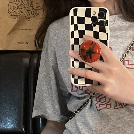 nihaojewelry wholesale fashion black checkerboard lattice tomato stand mobile phone case's discount tags