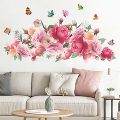 nihaojewelry Großhandel Mode rosa Aquarell Pfingstrose Blume Schmetterling Schlafzimmer Wandaufkleber