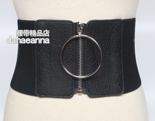 nihaojewelry wholesale fashion black zipper ultra-wide waist belt