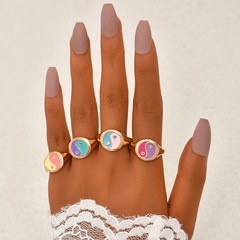 Nihaojewelry Fashion Chinese style gossip dripping oil color ring 4-piece set wholesale jewelry