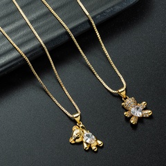 wholesale jewelry cute bear pendant copper inlaid zircon necklace Nihaojewelry