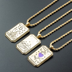 Großhandel Schmuck Tarot Kartenmuster Quadrat Anhänger Kupfer Halskette Nihaojewelry