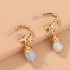 Nihaojewelry wholesale jewelry creative retro C-shaped natural agate stone earrings