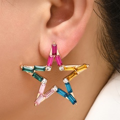 Nihaojewelry Großhandel Schmuck Mode Farbe fünfzackige Stern Diamant Ohrringe